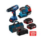 Taladro Percutor Bosch GSB 180-LI+Lijadora Orb. GSS 18V-10 + Kit cargador y Maleta